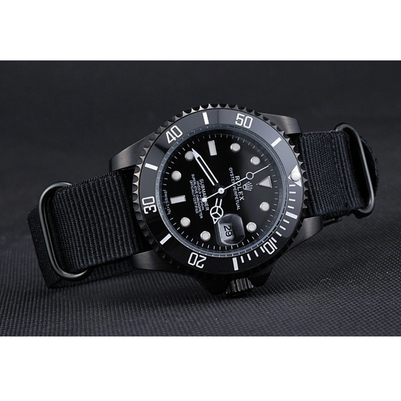Aaa fake watches Black Strap Nylon Rolex Submariner 622006 1014